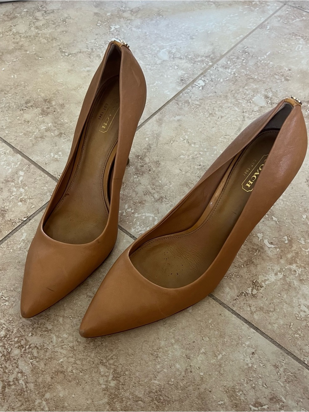 Coach Brown Pointed-Toe Leather Pumps